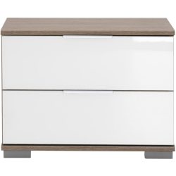 Nachttisch Peyton C Weiss/Braun Holzwerkstoff/Glas/Aluminium 52 cm - Nachttisch