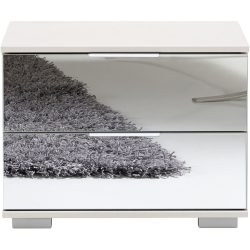 Nachttisch Peyton C Weiss Holzwerkstoff/Glas/Aluminium/Kunststoff 52 cm - Farbe: Spiegelglas - Nachttisch