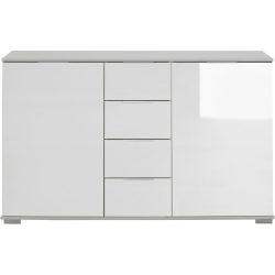 Kommode Peyton C Weiss Holzwerkstoff/Glas 130 cm 41 cm - Kommode
