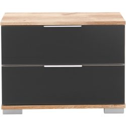 Nachttisch Peyton C Grau/Braun Holzwerkstoff/Glas/Aluminium 52 cm - Farbe: Grey - Nachttisch
