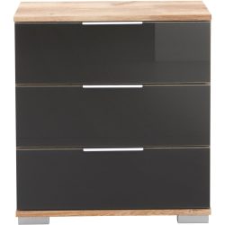 Nachttisch Peyton C Grau/Braun Holzwerkstoff/Aluminium/Glas 52 cm - Farbe: Grey - Nachttisch