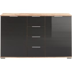 Kommode Peyton C Grau Holzwerkstoff/Glas 130 cm 41 cm - Farbe: Grey - Kommode