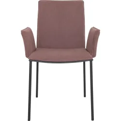 Armlehnstuhl Hailey Rosa/Schwarz Stoff/Metall 57 cm - Farbe: Rosa, Schwarz - Material: Stoff, Metall - Armlehnstuhl