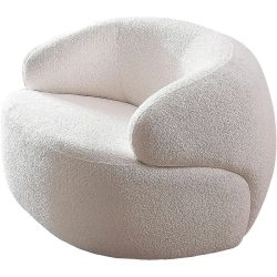 Sessel Manja Weiss Stoff 88 cm 89 cm - Material: Bouclé Stoff - Sessel