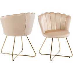 Stuhl 2er-Set Clam Beige Samt 69.5 cm - Stuhl 2er-Set