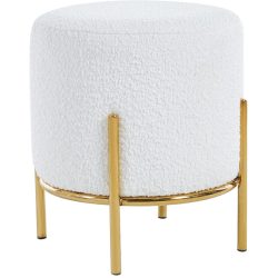 Hocker Sarina Weiss/Gold Stoff/Metall 35 cm 38 cm - Farbe: weiss, gold - Material: Stoff, Metall - Hocker