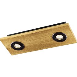 HERZBLUT Deckenlampe Lennon Schwarz Metall/Holz 44 cm 6 cm - Farbe: natur/schwarz - Material: Nickel/Holz - Deckenlampe
