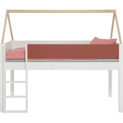 Kinderbett Elina Weiss/Braun/Rot Holz/MDF 90 x 200 cm - Farbe: weiss, braun, rot - Material: Buche massiv - Kinderbett