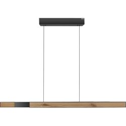Pendellampe Pure Schwarz Aluminium/Holz 8.2 cm 240 cm - Farbe: natur/schwarz - LED - Lichtfarbe: Extra warmweiss - Tageslichtweiss - Pendellampe- LED