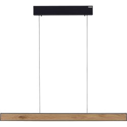 Pendellampe Pure Schwarz Aluminium/Holz 8.2 cm 240 cm - Farbe: natur/schwarz - LED - Lichtfarbe: Extra warmweiss - Tageslichtweiss - Pendellampe- LED