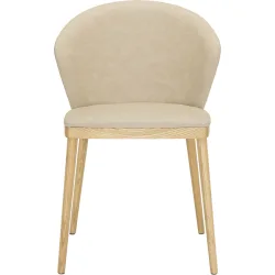 Stuhl Salpa Beige Leder/Holz 55 cm - Farbe: sand - Material: Leder/Esche/Sperrholz - Stuhl