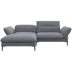 Ecksofa Tiara Grau Stoff 241 cm 88 cm Verstellbare Stütze - Ecksofa