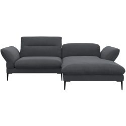 Ecksofa Tiara Grau Stoff 241 cm 88 cm Verstellbare Stütze - Farbe: anthrazit - Ecksofa
