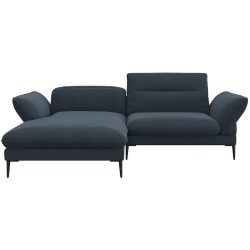 Ecksofa Tiara Blau/Grau Stoff 241 cm 88 cm Verstellbare Stütze - Farbe: graublau - Ecksofa