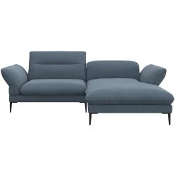 Ecksofa Tiara Blau Stoff 241 cm 88 cm Verstellbare Stütze - Ecksofa