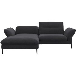Ecksofa Tiara Schwarz Stoff 241 cm 88 cm Verstellbare Stütze - Ecksofa