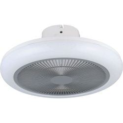 Eglo Deckenventilator mit Licht Kostrena Grau/Weiss Kunststoff D 45.5 cm - Farbe: weiss/grau - LED - Deckenventilator mit Licht- LED Energiesparlampe