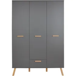 Kleiderschrank Matis Grau Holz 130 cm 60 cm 190 cm - Material: Holzwerkstoff - Kleiderschrank