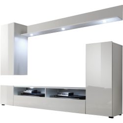 Wohnwand Dios Weiss Holz 208 cm 165 cm 33 cm - Material: Holzwerkstoff - Wohnwand