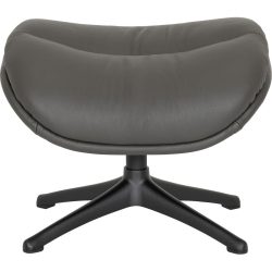 Hocker Samir Grau/Schwarz Leder/Metall 44 cm 39 cm - Farbe: Grau, Schwarz - Material: Leder, Metall - Hocker