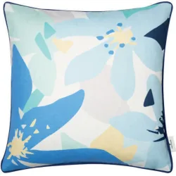 Tom Tailor Zierkissen Floral Blau Polyester 45 cm 45 cm - Zierkissen