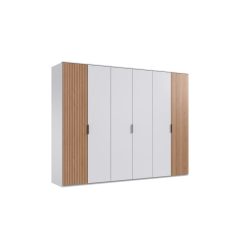 Kleiderschrank Tula Weiss Holzwerkstoff 270 cm 58 cm 210 cm - Farbe: weiss/eiche - Kleiderschrank