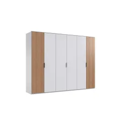Kleiderschrank Tula Weiss Holzwerkstoff 270 cm 58 cm 210 cm - Farbe: weiss/eiche - Kleiderschrank