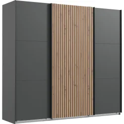 Kleiderschrank Asin Braun/Grau Holzwerkstoff 300 cm 65 cm 216 cm - Farbe: Eiche/graphit - Kleiderschrank