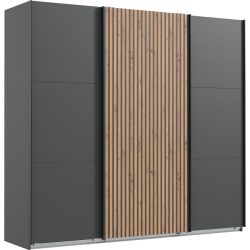Kleiderschrank Asin Braun/Grau Holzwerkstoff 300 cm 65 cm 216 cm - Farbe: Eiche/graphit - Kleiderschrank