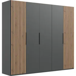 Kleiderschrank Asin Braun/Grau Holzwerkstoff 250 cm 58 cm 216 cm - Farbe: Eiche/graphit - Kleiderschrank