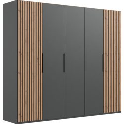 Kleiderschrank Asin Braun/Grau Holzwerkstoff 250 cm 58 cm 216 cm - Farbe: Eiche/graphit - Kleiderschrank