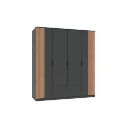 Kleiderschrank Arim Braun/Grau Holzwerkstoff 180 cm 58 cm 199 cm - Farbe: Eiche/graphit - Kleiderschrank