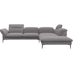 Ecksofa Tiara Grau Stoff 286 cm 238 cm Verstellbare Lehne - Ecksofa