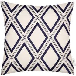 Tom Tailor Zierkissenbezug 3D Rhombus Blau Baumwolle/Polyester 45 cm 45 cm - Farbe: natur - Material: Polyester/Baumwolle - Zierkissenbezug