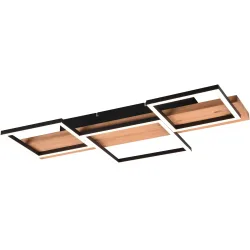 Deckenlampe Hakora Schwarz Metall 65 cm 7.5 cm - Farbe: schwarz matt - LED - Lichtfarbe: Warmweiss - Deckenlampe- LED Energiesparlampe
