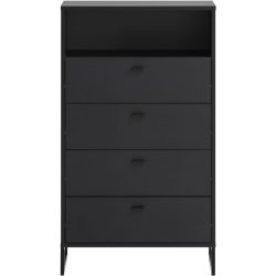 Highboard Janine Schwarz Holzwerkstoff 60.2 cm 103.9 cm - Farbe: schwarz matt - Highboard