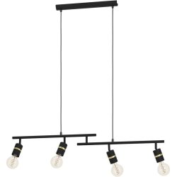 Eglo Pendellampe Lurone Schwarz Stahl 5 cm 110 cm - Farbe: Schwarz/Messing - Pendellampe