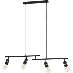 Eglo Pendellampe Lurone Schwarz Stahl 5 cm 110 cm - Farbe: Schwarz/Messing - Pendellampe