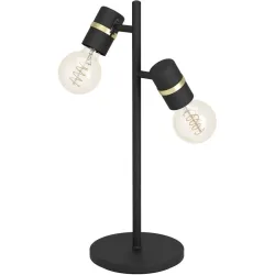 Eglo Tischlampe Lurone Schwarz Stahl 5 cm 50 cm - Farbe: Schwarz/Messing - Tischlampe