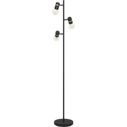 Eglo Stehlampe Lurone Schwarz Stahl 5 cm 160 cm - Farbe: Schwarz/Messing - Stehlampe