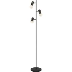 Eglo Stehlampe Lurone Schwarz Stahl 5 cm 160 cm - Farbe: Schwarz/Messing - Stehlampe