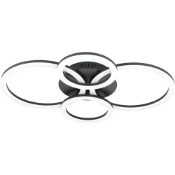 Eglo Deckenlampe Parrapos-Z Schwarz Stahl 45 cm 8 cm - LED - Lichtfarbe: Warmweiss - Kaltes Tagesweiss - Deckenlampe- LED Energiesparlampe