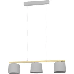 Eglo Pendellampe Mariel Grau Stahl/Holz 19 cm 110 cm - Farbe: hellgrau - Material: Holz/Stahl - Pendellampe