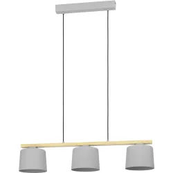Eglo Pendellampe Mariel Grau Stahl/Holz 19 cm 110 cm - Farbe: hellgrau - Material: Holz/Stahl - Pendellampe
