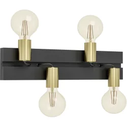 Eglo Wandlampe Macchione Schwarz Stahl 0 cm 11 cm - Farbe: Schwarz/Messing - Wandlampe