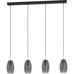 Eglo Pendellampe Batista Schwarz Stahl 12 cm 110 cm - Farbe: Schwarz/Messing - Pendellampe