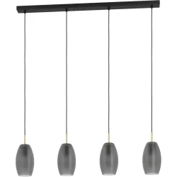 Eglo Pendellampe Batista Schwarz Stahl 12 cm 110 cm - Farbe: Schwarz/Messing - Pendellampe