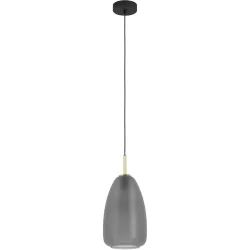 Eglo Pendellampe Alobrase Schwarz Stahl 20 cm 110 cm - Farbe: Schwarz/Messing - Pendellampe