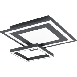 Eglo Deckenlampe Savatarila-Z Schwarz Stahl 45 cm 7 cm - LED - Lichtfarbe: Extra warmweiss - Kaltes Tagesweiss - Deckenlampe- LED Energiesparlampe