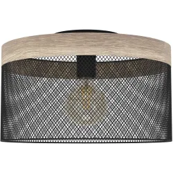 Eglo Deckenlampe Kilnsdale Braun/Schwarz Stahl/Holz 38 cm 24 cm - Material: Holz/Stahl - Deckenlampe
